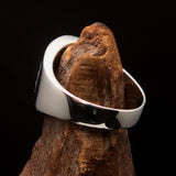 Excellent crafted ancient blue Celtic Birgit's Cross Men's Ring - Sterling Silver - BikeRing4u