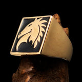 Excellent crafted Men's Chess Ring Black Horse Head - Solid Brass - BikeRing4u