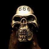 Excellent crafted Men's Devil Skull Ring black 666 on Forehead - Solid Brass - BikeRing4u