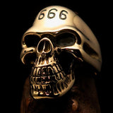 Excellent crafted Men's Devil Skull Ring black 666 on Forehead - Solid Brass - BikeRing4u