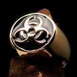 Nicely crafted Men's Bio Hazard Ring black Toxic Waste Symbol - Solid Brass - BikeRing4u