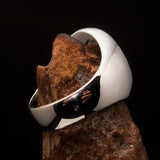 Excellent crafted Men's Aussie Ring red boxing Kangaroo - Sterling Silver - BikeRing4u