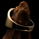Excellent crafted ancient Men's black Rampant Lion Ring - Solid Brass - BikeRing4u