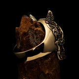 Excellent crafted Men's Brass Devil Biker Ring Celtic Runes Skull - BikeRing4u