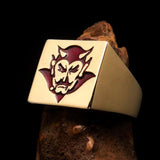 Perfectly crafted Men's Devil Ring Red - Solid Brass - BikeRing4u
