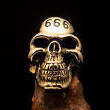Excellent crafted Men's Devil Skull Ring 666 on Forehead - Solid Brass - BikeRing4u