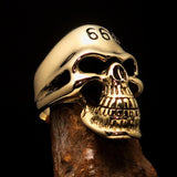 Excellent crafted Men's Devil Skull Ring 666 on Forehead - Solid Brass - BikeRing4u