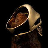 Excellent crafted Men's Devil Skull Ring 666 on Forehead - Solid Brass - BikeRing4u