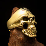 Excellent crafted Men's Skull Ring Black Eye of Ra - Solid Brass - BikeRing4u