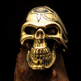 Excellent crafted Men's Skull Ring Black Eye of Ra - Solid Brass - BikeRing4u
