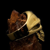 Excellent crafted Men's Skull Ring red Eye of Ra - Solid Brass - BikeRing4u