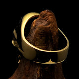 Excellent crafted Men's Skull Ring red Eye of Ra - Solid Brass - BikeRing4u