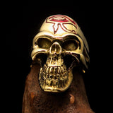 Excellent crafted Men's Skull Ring red Eye of Ra - Solid Brass - BikeRing4u