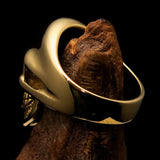 Excellent crafted Men's Celtic Triskelia red Triad Skull Ring - solid Brass - BikeRing4u