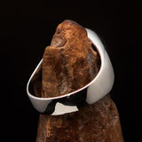 Red oval shaped Egyptian Ankh Cross Men's Ring - Sterling Silver - BikeRing4u