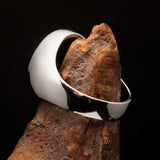 Red oval shaped Egyptian Ankh Cross Men's Ring - Sterling Silver - BikeRing4u