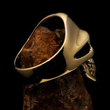 Excellent crafted Men's Biker Skull Ring black Diamond Lucky 13 - Solid Brass - BikeRing4u