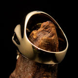 Excellent crafted Men's Biker Skull Ring black Diamond Lucky 13 - Solid Brass - BikeRing4u