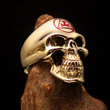 Excellent crafted Men's Masonic Ring red Archer Skull - Solid Brass - BikeRing4u