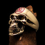 Excellent crafted Men's Masonic Ring red Archer Skull - Solid Brass - BikeRing4u