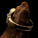 Excellent crafted Men's Skull and Bones Ring black Number 13 - Brass - BikeRing4u