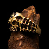 Excellent crafted Men's Skull and Bones Ring black Number 13 - Brass - BikeRing4u