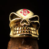 Excellent Crafted Men's red Number 13 Gnome Skull Ring - solid Brass - BikeRing4u