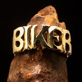 Excellent crafted One Word BIKER Ring - solid Brass - BikeRing4u