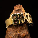 Excellent crafted One Word BIKER Ring - solid Brass - BikeRing4u