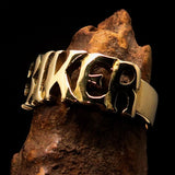 Excellent crafted One Word BIKER Ring - solid Brass - BikeRing4u