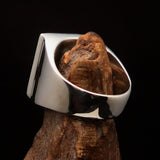 Excellent crafted Men's Zodiac Ring red Star Sign Capricorn - Sterling Silver - BikeRing4u