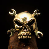 Excellent crafted Men's Mechanic Ring Wrench Skull - Solid Brass - BikeRing4u