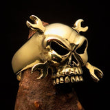 Excellent crafted Men's Mechanic Ring Wrench Skull - Solid Brass - BikeRing4u