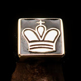 Perfectly crafted Men's Chess Player Ring Black King's Crown - Solid Brass - BikeRing4u