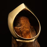 Men's Brass Biker Ring Diamond shaped 1% Percent Outlaw Symbol Black - BikeRing4u