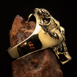 Excellent crafted Lady's Biker Granny Skull Ring - solid Brass - BikeRing4u