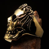 Excellent crafted Lady's Biker Granny Skull Ring - solid Brass - BikeRing4u