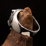 Excellent crafted Men's Animal Ring black Male Tiger - Sterling Silver - BikeRing4u