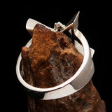 Excellent crafted Men's Sterling Silver Ring Goat Head Pentagram - BikeRing4u