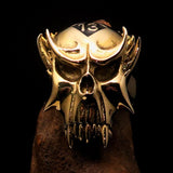 Excellent crafted Men's Vampire Skull Ring Black Diamond 13 - Solid Brass - BikeRing4u