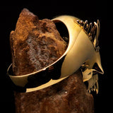 Excellent crafted Men's Vampire Skull Ring Black Diamond 13 - Solid Brass - BikeRing4u