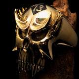 Excellent crafted Men's Vampire Skull Ring Black Diamond 13 - Solid Brass - BikeRing4u