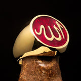 Excellent crafted Men's Muslim Ring Red Allah Symbol - solid Brass - BikeRing4u