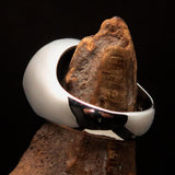 Nicely crafted Men's ancient Green Viking Runes Ring - Sterling Silver - BikeRing4u