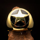 Excellent crafted Men's US Marshall Ring black Star - Solid Brass - BikeRing4u