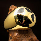 Excellent crafted Men's US Marshall Ring black Star - Solid Brass - BikeRing4u