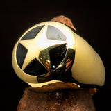 Excellent crafted Men's US Marshall Ring black Star - Solid Brass - BikeRing4u