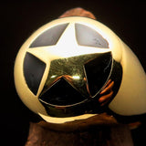 Excellent crafted Men's US Marshall Ring black Star - Solid Brass - BikeRing4u