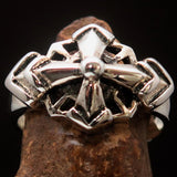 Mens Sterling Silver Ring Eight Arrows Mariners Cross - BikeRing4u