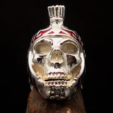 Excellent crafted Men's Skull Biker Ring red Roman Centurion - Sterling Silver - BikeRing4u